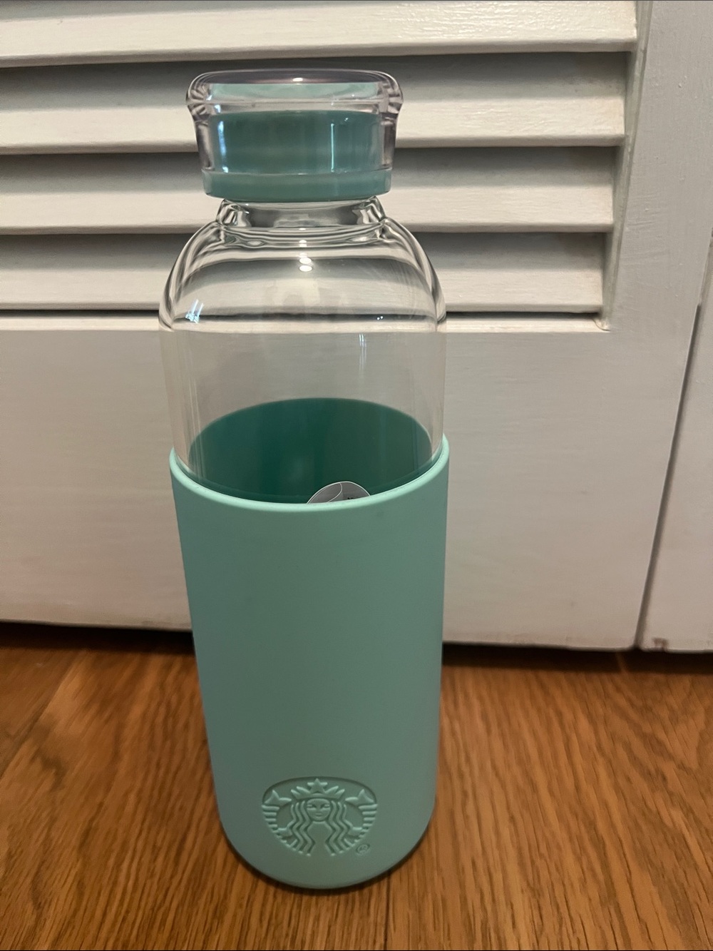 #2532*Starbucks Mint Green Glass Bottle with Silicone Sleeve and Clear Lid - Picture 1 of 16